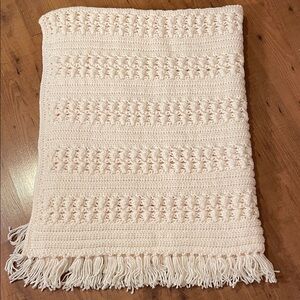 Cream Crochet Throw Blanket